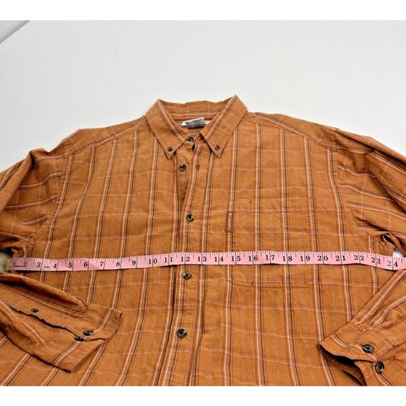 Columbia Shirt Mens L Burnt Orange Plaid Long Sleeve Button Up 100% Cotton - Picture 7 of 7